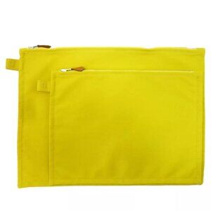HERMES Bora Bora Flat Pouch 2 Sets Yellow Cotton